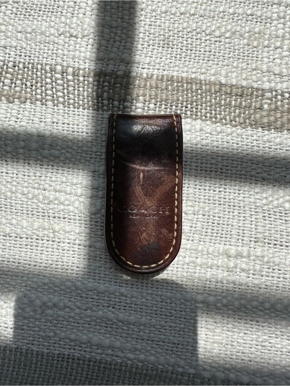 Coach Dark Brown Leather Money Clip